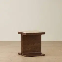 Atelier Amber Brown Ash Veneer Side Table with Taj Mahal Sintered Stone Top