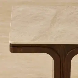 Atelier Amber Brown Ash Veneer Side Table with Taj Mahal Sintered Stone Top