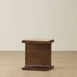 Atelier Amber Brown Ash Veneer Side Table with Taj Mahal Sintered Stone Top