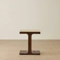 Atelier Amber Brown Ash Veneer Side Table with Taj Mahal Sintered Stone Top