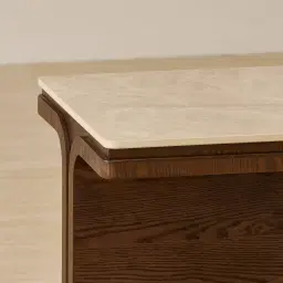 Atelier Amber Brown Ash Veneer Side Table with Taj Mahal Sintered Stone Top