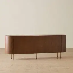 Napa II Caramel Oak 4-Door Sideboard - Antique Brass Frame