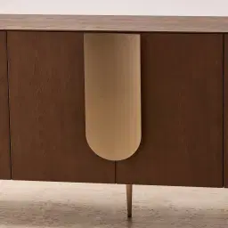 Napa II Caramel Oak 4-Door Sideboard - Antique Brass Frame