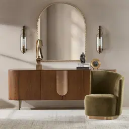 Napa II Caramel Oak 4-Door Sideboard - Antique Brass Frame