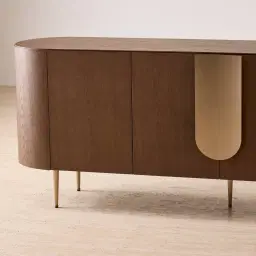 Napa II Caramel Oak 4-Door Sideboard - Antique Brass Frame