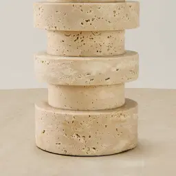 Rikki Beige Travertine Candle Holder 25.5cm