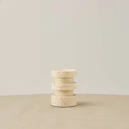 Rikki Beige Travertine Candle Holder 14cm