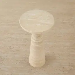 Hora Beige Travertine Side Table