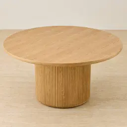 Terra Linea Light Ash Veneer Round Dining Table - Single Leg 150cm