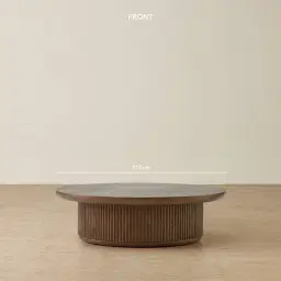 Terra Linea Amber Brown Ash Veneer Low Round Coffee Table - 110cm