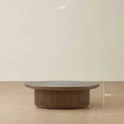Terra Linea Amber Brown Ash Veneer Low Round Coffee Table - 110cm