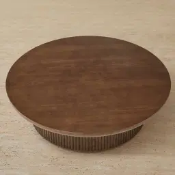 Terra Linea Amber Brown Ash Veneer Low Round Coffee Table - 110cm