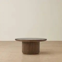 Terra Linea Amber Brown Ash Veneer High Round Coffee Table - 90cm