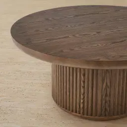 Terra Linea Amber Brown Ash Veneer High Round Coffee Table - 90cm