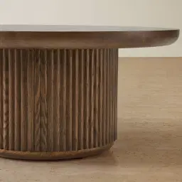 Terra Linea Amber Brown Ash Veneer High Round Coffee Table - 90cm