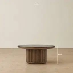 Terra Linea Amber Brown Ash Veneer High Round Coffee Table - 90cm