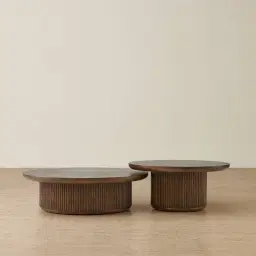 Terra Linea Amber Brown Ash Veneer High Round Coffee Table - 90cm
