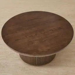 Terra Linea Amber Brown Ash Veneer High Round Coffee Table - 90cm