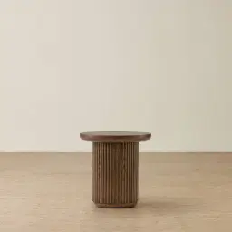 Terra Linea Amber Brown Ash Veneer Round Side Table