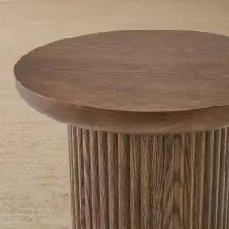 Terra Linea Amber Brown Ash Veneer Round Side Table