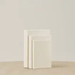 White Canvas Book Storage Box - Set of 3