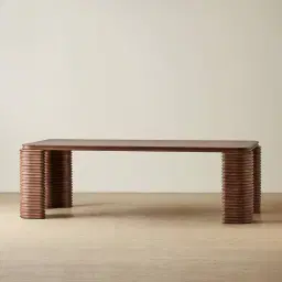 Ophelia II Smoky Walnut Veneer Curved Dining Table