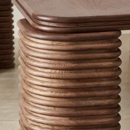 Ophelia II Smoky Walnut Veneer Curved Dining Table