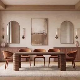 Ophelia II Smoky Walnut Veneer Curved Dining Table