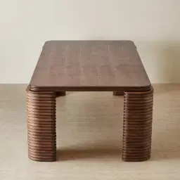 Ophelia II Smoky Walnut Veneer Curved Dining Table