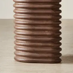 Ophelia II Smoky Walnut Veneer Curved Dining Table