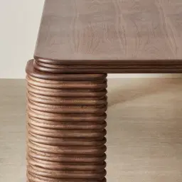 Ophelia II Smoky Walnut Veneer Curved Dining Table