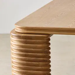 Ophelia II Light Brown Ash Veneer Curved Dining Table