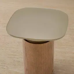 Felina Brown Oak Veneer Side Table with Champagne Gold Glass Top