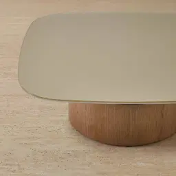 Felina Brown Oak Veneer Coffee Table with Champagne Gold Glass Top - 100x36cm