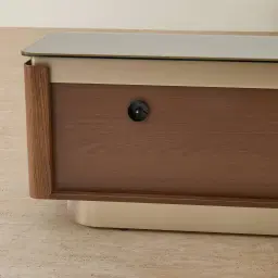 Felina Brown Oak Veneer Entertainment Unit with Champagne Gold Glass Top