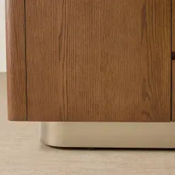 Felina Brown Oak Veneer Sideboard with Champagne Gold Glass Top