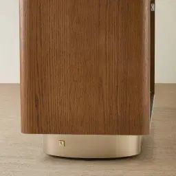 Felina Brown Oak Veneer Sideboard with Champagne Gold Glass Top