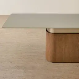 Felina Brown Oak Veneer Dining Table with Champagne Gold Glass Top - 240x120cm
