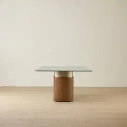 Felina Brown Oak Veneer Dining Table with Champagne Gold Glass Top - 240x120cm