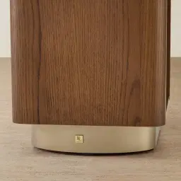 Felina Brown Oak Veneer Bedside Table with Champagne Gold Glass Top