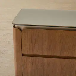 Felina Brown Oak Veneer Dresser with Champagne Gold Glass Top