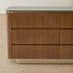 Felina Brown Oak Veneer Dresser with Champagne Gold Glass Top