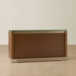 Felina Brown Oak Veneer Dresser with Champagne Gold Glass Top