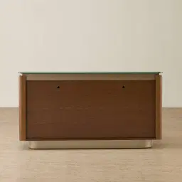 Felina Brown Oak Veneer Dresser with Champagne Gold Glass Top