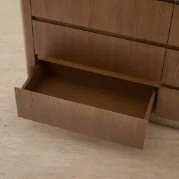 Felina Brown Oak Veneer Dresser with Champagne Gold Glass Top