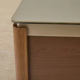 Felina Brown Oak Veneer Dresser with Champagne Gold Glass Top