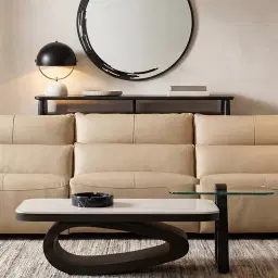 Aspen White Sintered Stone Coffee Table - Brushed Bronze Legs