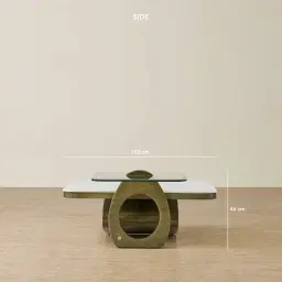 Aspen White Sintered Stone Coffee Table - Brushed Bronze Legs