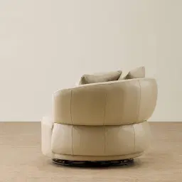 Borcea Cream Leather Leather Swivel Occasional Chair