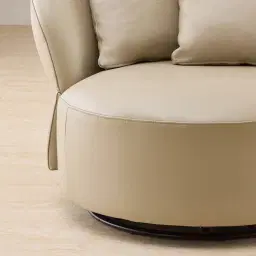 Borcea Cream Leather Leather Swivel Occasional Chair